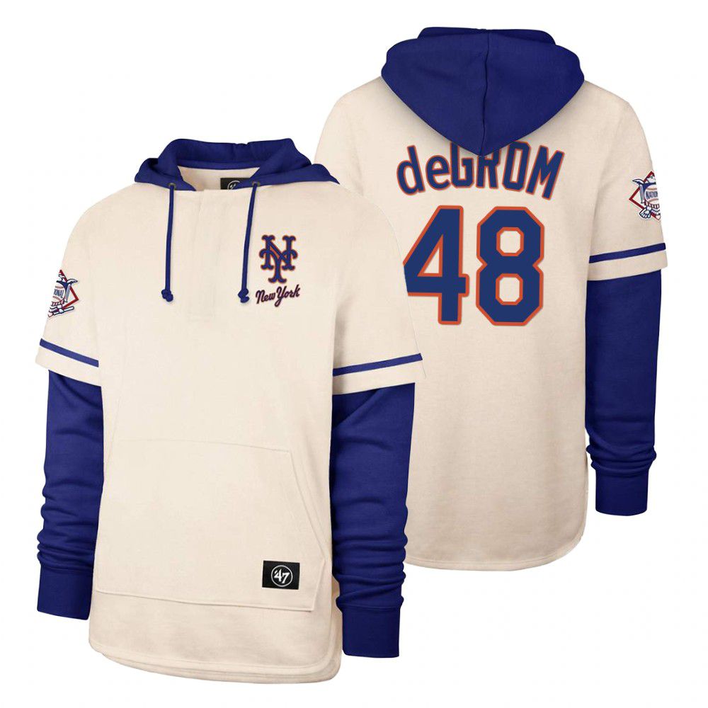 Men New York Mets #48 Degrom Cream 2021 Pullover Hoodie MLB Jersey->new york mets->MLB Jersey